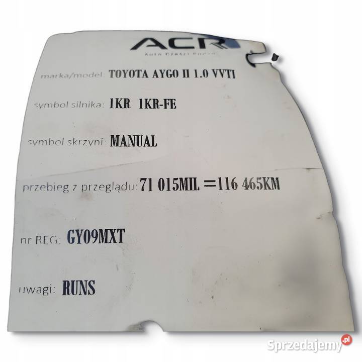 ROZRUSZNIK Toyota Aygo 10 12V 281000Q012J lubelskie Chełm sprzedam