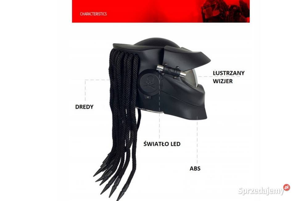 Kask motocyklowy Predator czarny ROZMIAR L