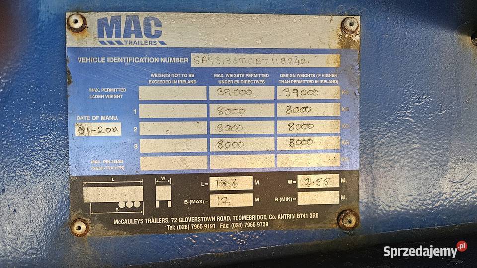 naczepa niskopodwoziowa MAC TRAILERS niskopodłogowe Bydgoszcz