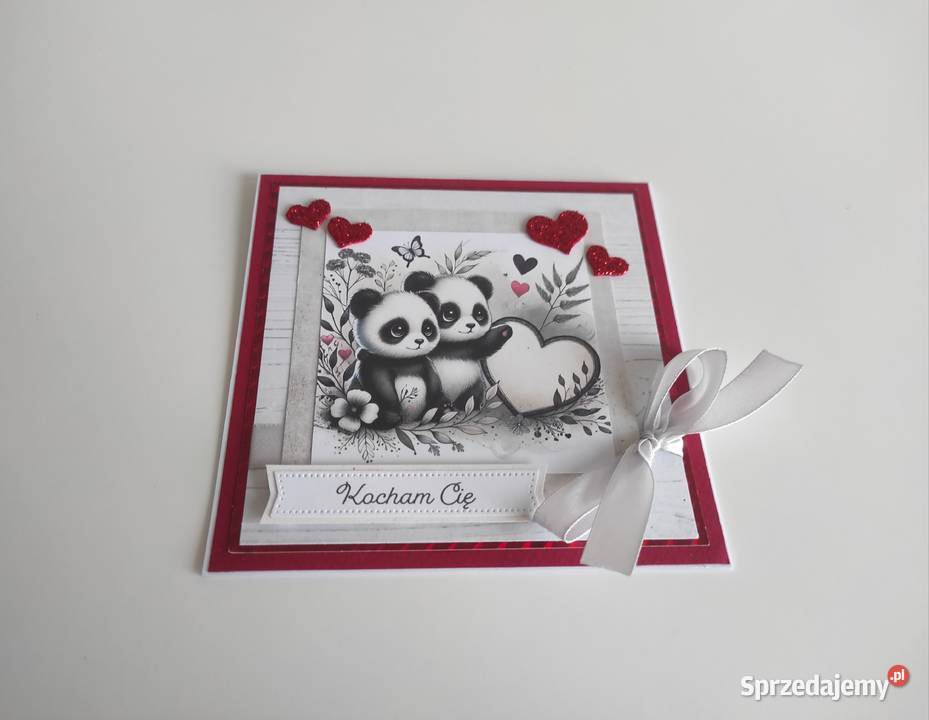 Kartka ręcznie robiona na walentynki Kocham Cię sprzedam