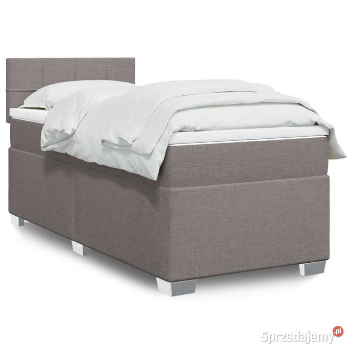 Łóżko kontynentalne z materacem taupe tkanina 100cm Warszawa