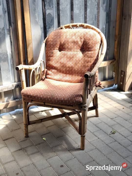 Unikatowy fotel bambusowy vintage lata 60