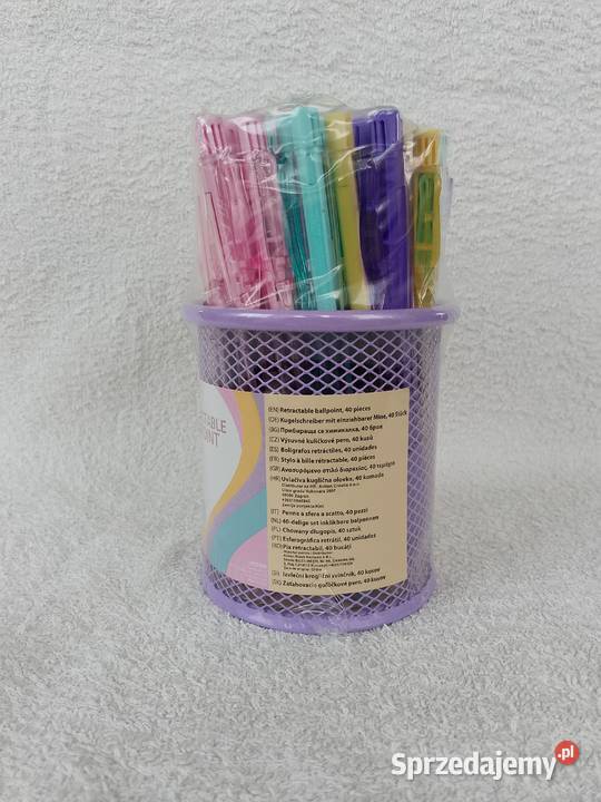 Zestaw 40 długopisów organizer wielokolorowe