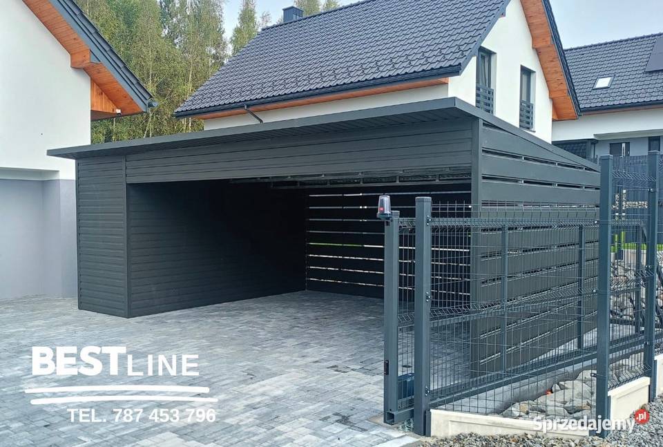Wiata Carport 7x5 Antracyt Producenta oświetlenie Garaże i miejsca postojowe śląskie Katowice