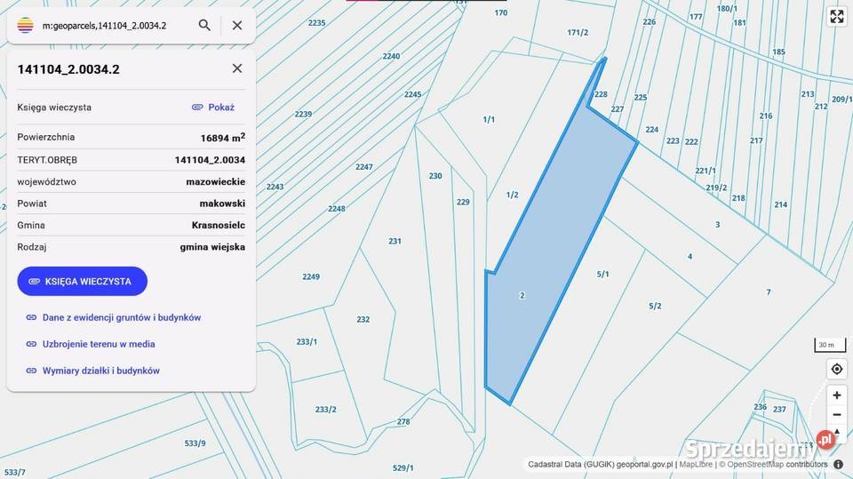 Działka rolna gmina Krasnosielc Zwierzyniec 16894m2 Nieruchomości