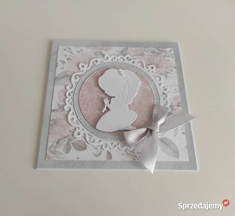 Kartka ręcznie robiona Komunia Święta handmade Łódź