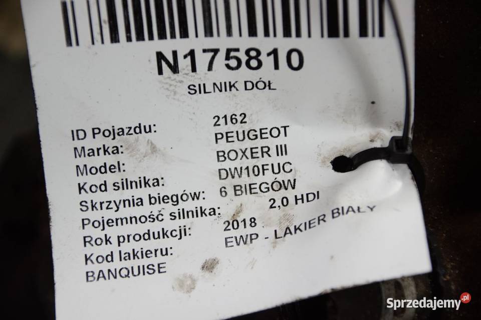 SILNIK DÓŁ PEUGEOT BOXER III E6 2018R DW10FU osobowe Lipno
