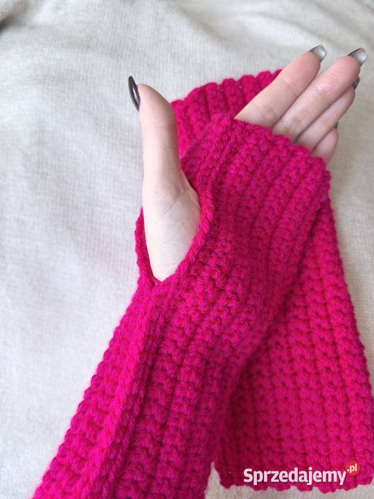 Mitenki rękawiczki bez palców handmade róż