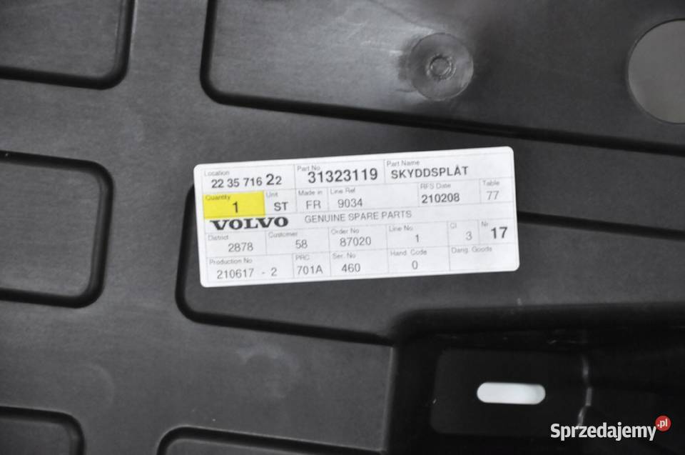 VOLVO V60 oslona podwozia tylna prawa OE dolnośląskie Bielany Wrocławskie