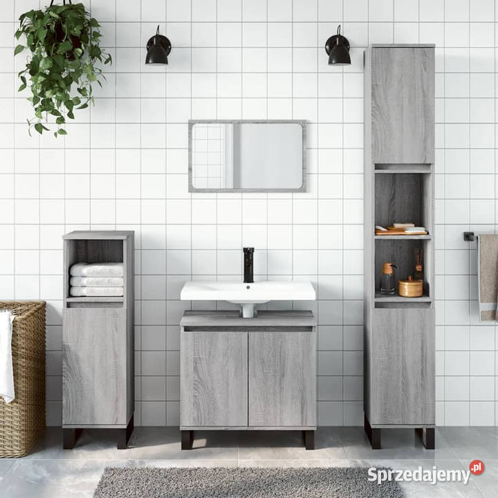 Szafka łazienkowa szary dąb sonoma 30x30x190 Łazienkowe Warszawa