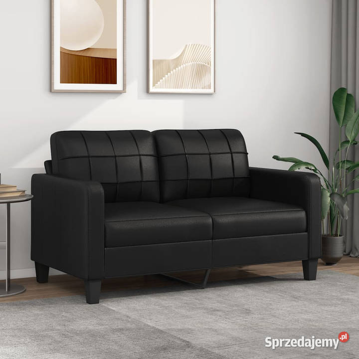 2osobowa sofa czarna 140 sztuczna skóra WM359117