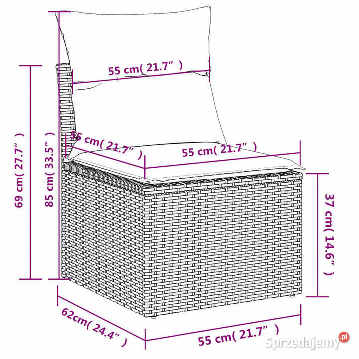 4cz sofa ogrodowa z poduszkami brązowy rattan PE mazowieckie sprzedam