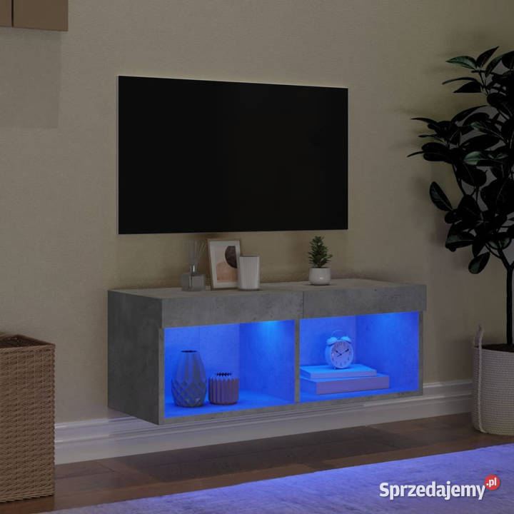 Szafka TV z oświetleniem LED szarość betonu Szafki Warszawa