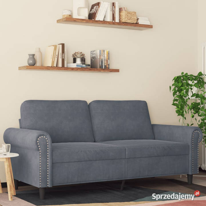 Sofa 2osobowa ciemnoszary 140 tapicerowana