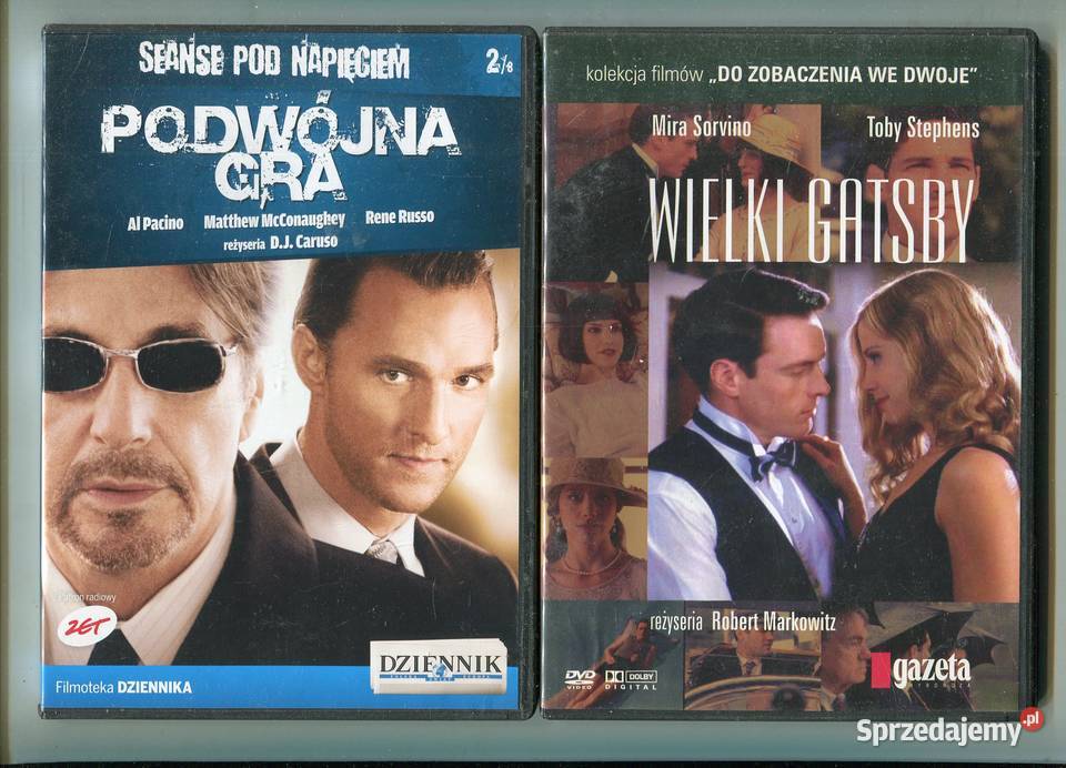 Wielki Gatsby Podwójna gra 2 Filmy DVD DVD zachodniopomorskie sprzedam