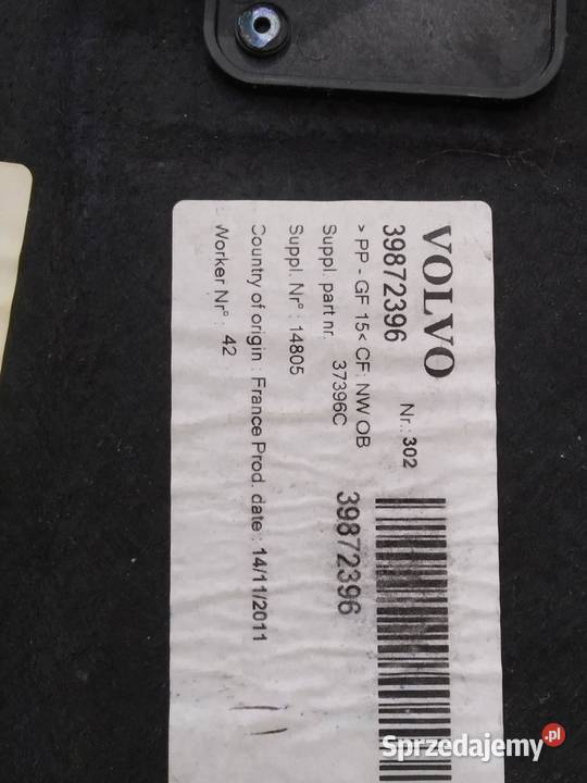 PODŁOGA BAGAŻNIKA DYWAN WYKŁADZINA 39872396 Rok produkcji 2012 Tapicerki samochodowe sprzedam