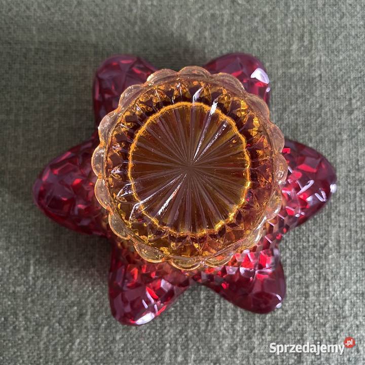 Patera czerwono pomarańczowe szkło Porcelana i szkło małopolskie