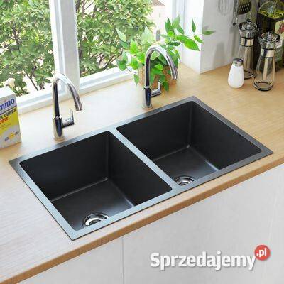 vidaXL Ręcznie robiony zlewozmywak czarny stal Zlewozmywaki Zlewozmywaki mazowieckie Warszawa