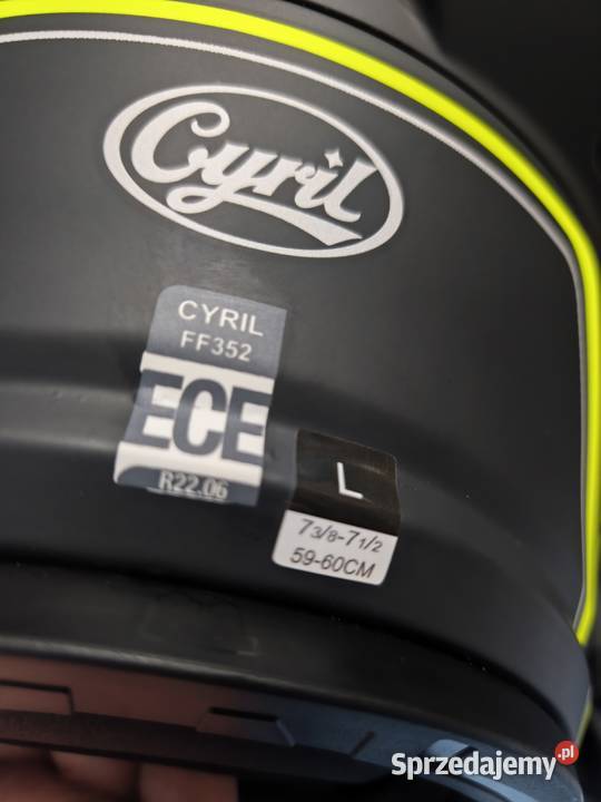 Kask motocyklowy CYRIL R1 czarny mat żółty neon Stoczki
