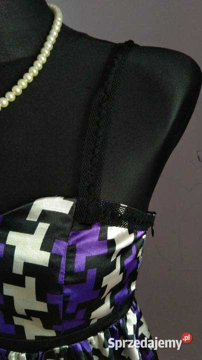 Sukienka Burlesque S fioletowo biało czarna Krosno