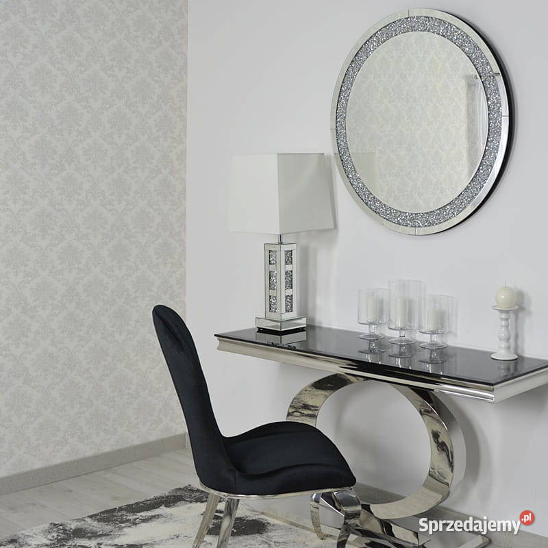 Lustro glamour z kryształkami srebrne duże Warszawa