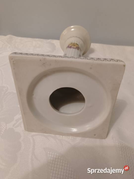ŚWIECZNIK porcelanowy w kształcie kolumny z PRL biały Oborniki
