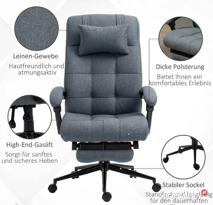 Krzesło biurowe Vinstto z podnóżkiem szary Pozostałe Brzesko