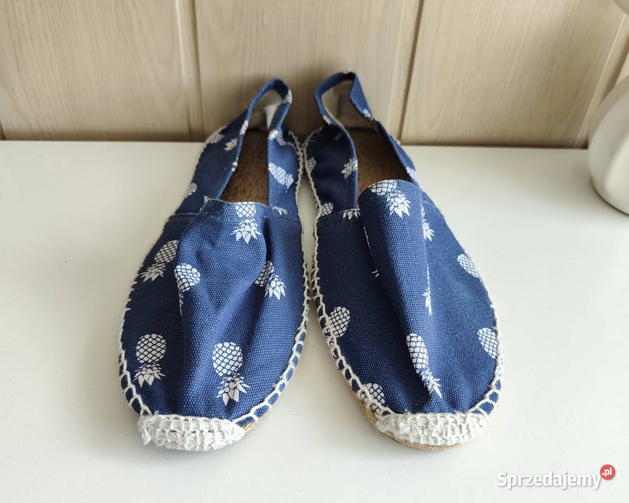 Buty płaskie espadryle 39 granatowe ananasy na Szczecin