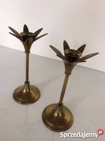2 Świeczniki mosiężne styl Szczecinek