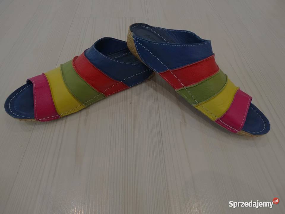 Buty Klapki Skórzane Skóra Naturalna Wygodny podlaskie Łomża sprzedam
