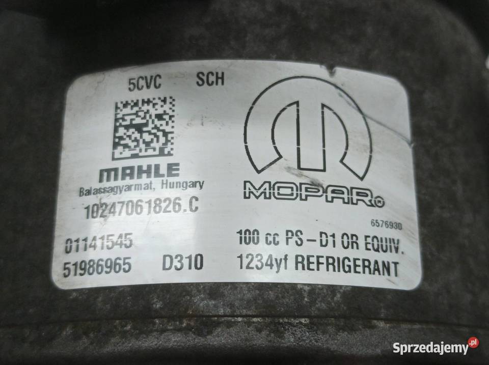 SPRĘŻARKA KLIMATYZACJI 51986965 14 16V Fiat Tipo Rok produkcji 2017