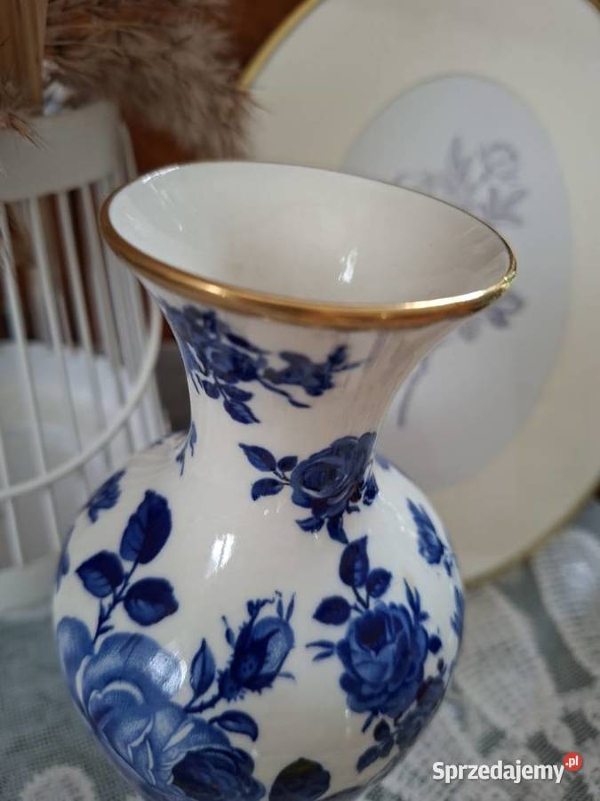 Wazon porcelanowy Bavaria Delfts Kobalt motyw Jaktorów-Kolonia
