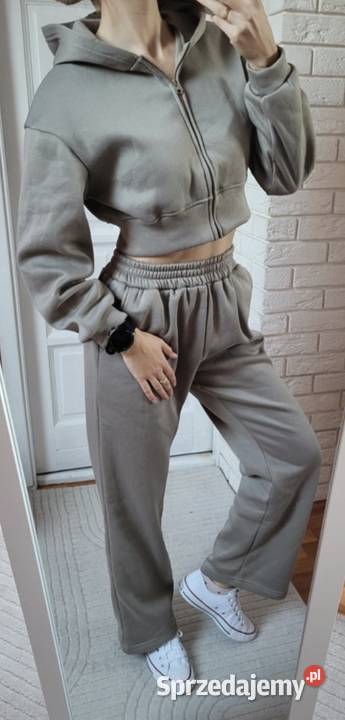 Świetny komplet krótka bluza dresy 36 S