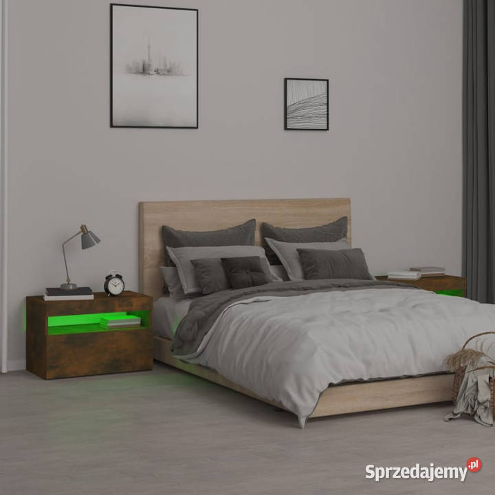 Szafki nocne z LED 2 przydymiony dąb 60x35x40 Warszawa sprzedam
