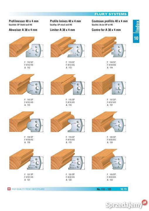 Noże profilowe 40x4mm do głowicy uniwersalnej