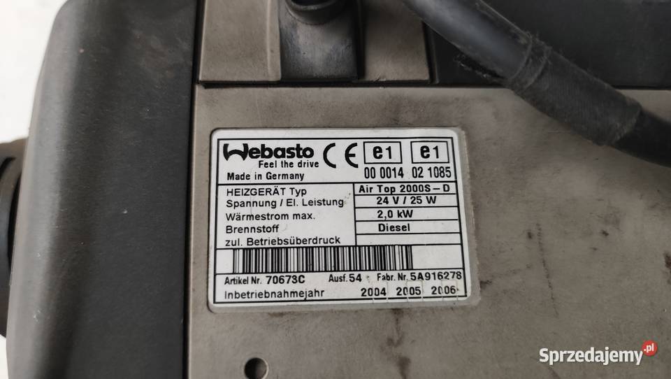 Oryginalne Webasto 24v Kryspinów