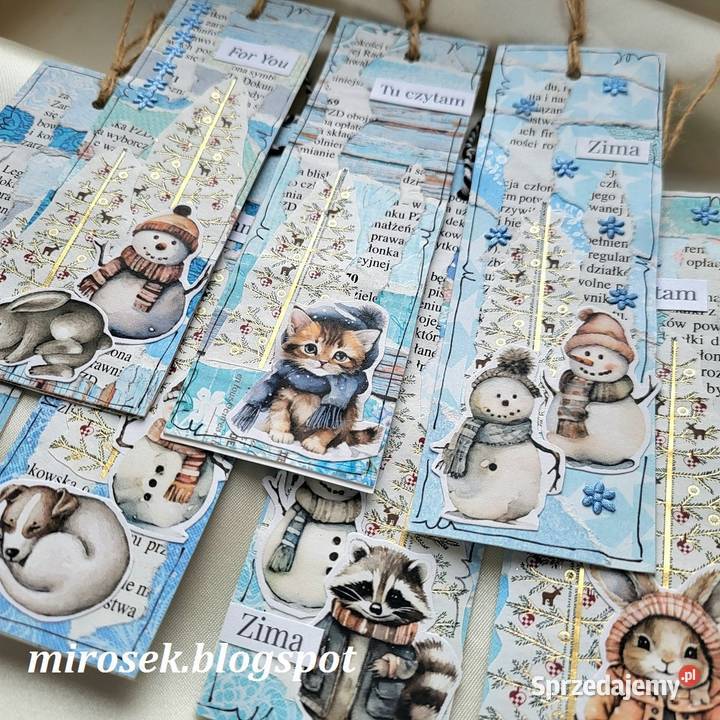 Zima zakładka do książki niebieska Łódź