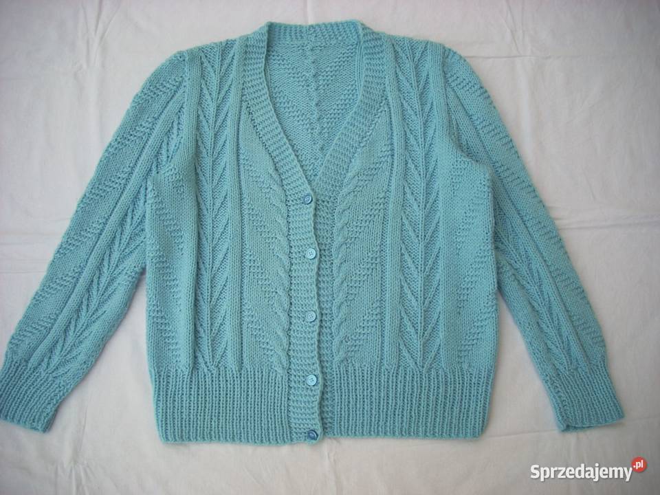 Sweter Zapinany Dziergany na Drutach 44 46 Nowy Sącz