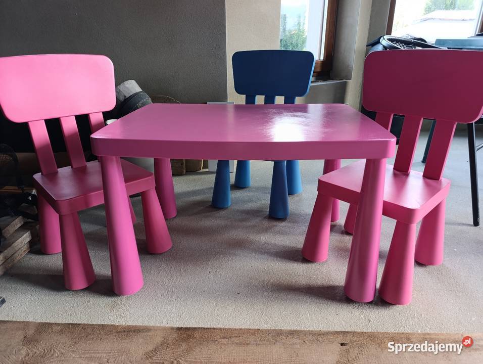 Zestaw dziecięcy IKEA MAMMUT Różowy Stolik i 3 Pawłowice