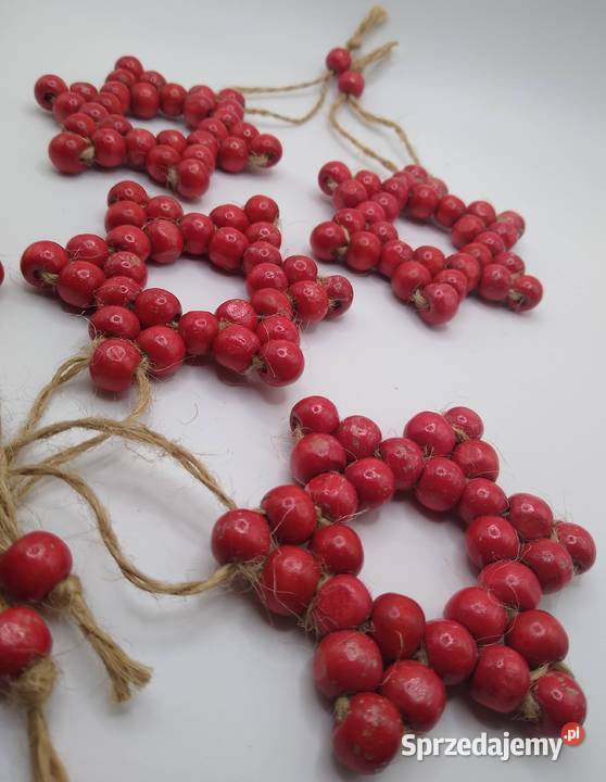 Zestaw 5 drewnianych koralikowych gwiazdek pomorskie Gdańsk