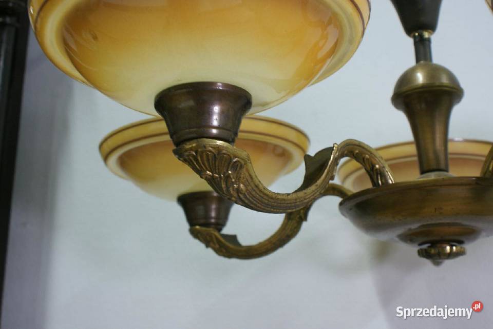 lampa wisząca sufitowa mosiądz ze szklem 527