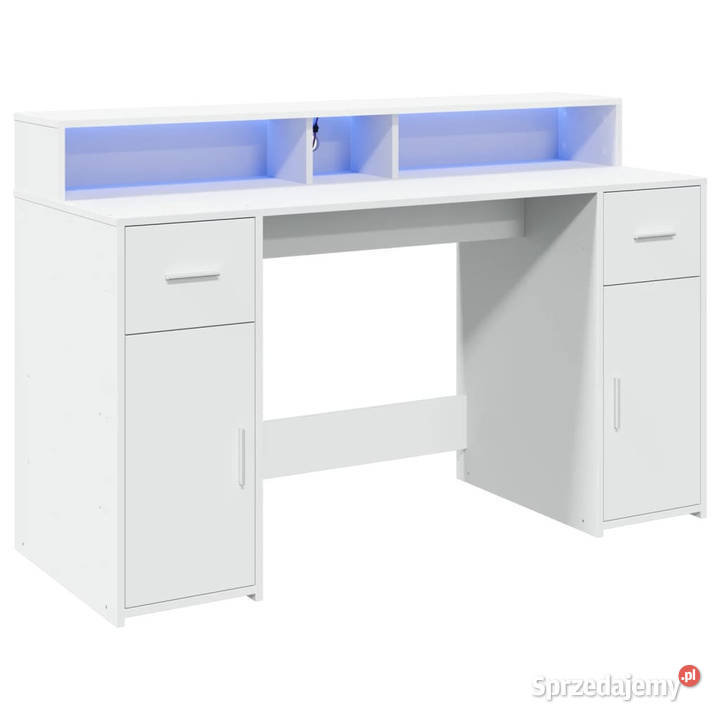 Biurko z podświetleniem LED białe 140x55x91 Warszawa