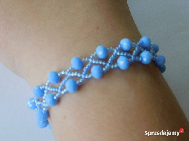Bransoletka z kryształków rękodzieło blękit Dębogórze