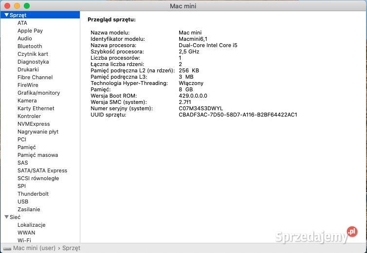 Komputer Apple Mac Mini 61 A1347 i53210M 8GB 500 Elbląg