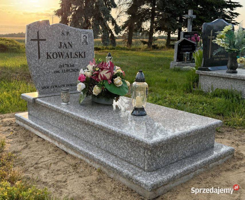 Nagrobek Granitowy Pojedynczy Pomnik Porządny Mieleszynek