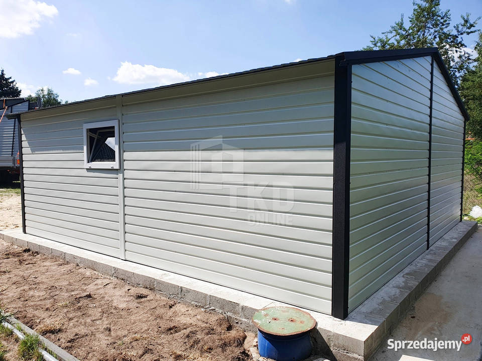 Garaż Blaszany 65x5 Brama drzwi okno Antracyt 32.5m2 Kalisz