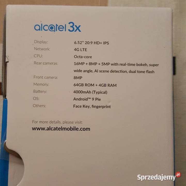 Alcatel 3X nieużywany 464 652 4000mAh sprzedam