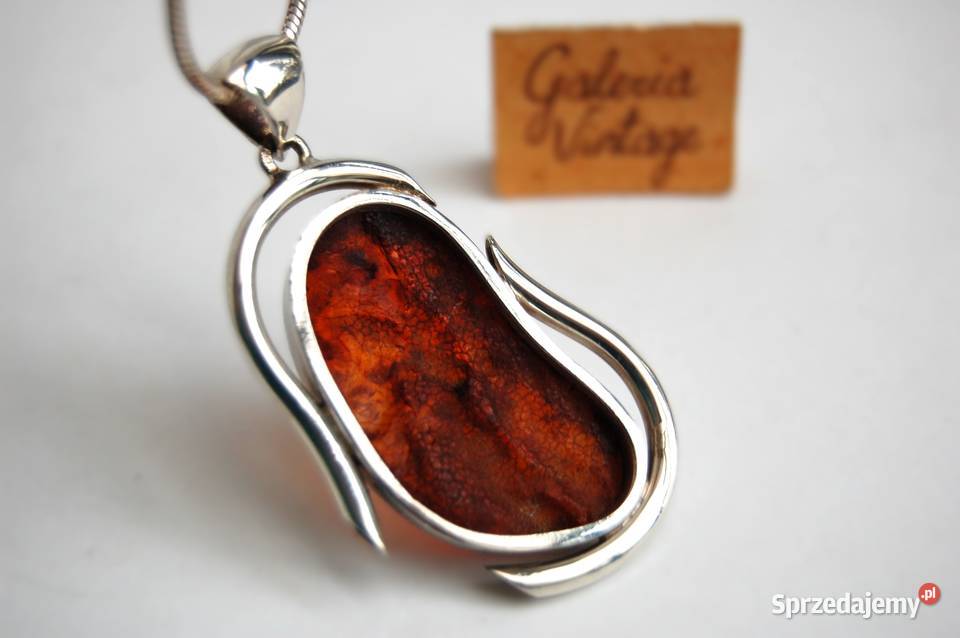 Duży wisior bursztyn bałtycki srebro 925 z Lublin