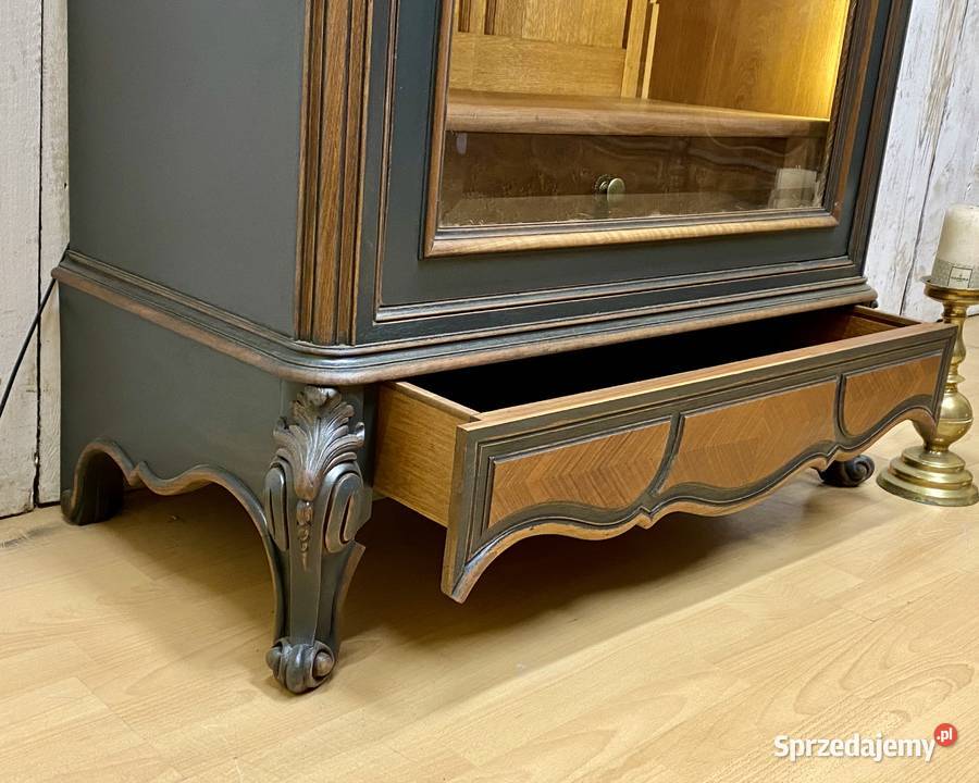 BIBLIOTEKA 1drzwiowa witryna antracyt Louis XV