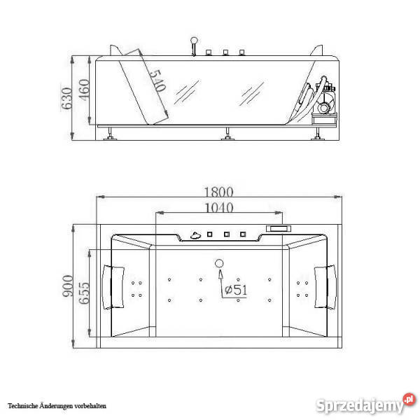 Piękna przeszklona wanna z hydromasażem Eago biały Środa Wielkopolska